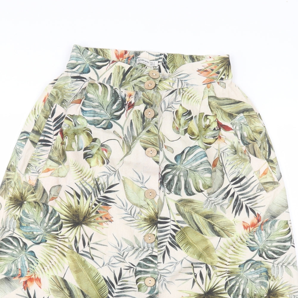 Astradivarius Womens Beige Floral  A-Line Skirt Size S