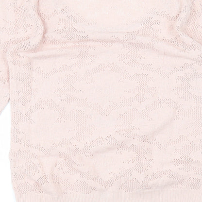 Brand and care label for Astradivarius women’s pink basic t-shirt, size M