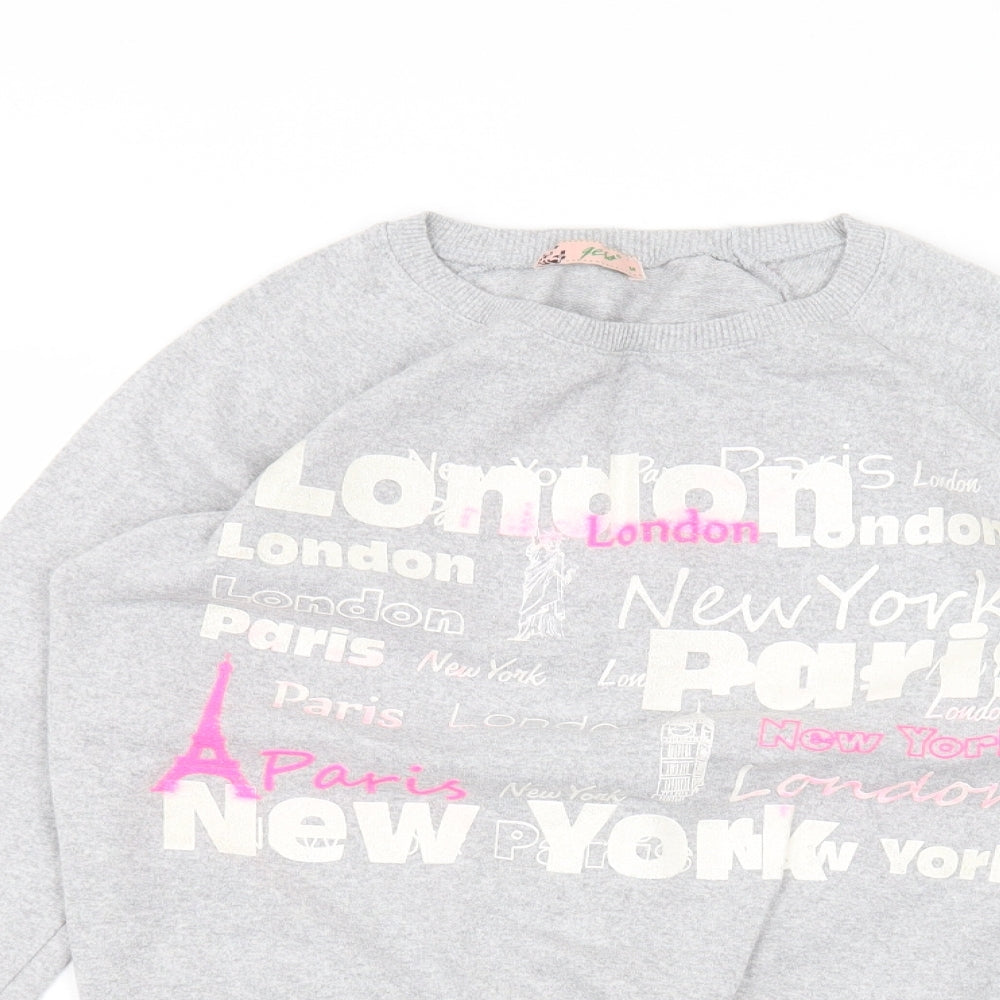 Close-up detail of Gets women’s grey jumper, size M