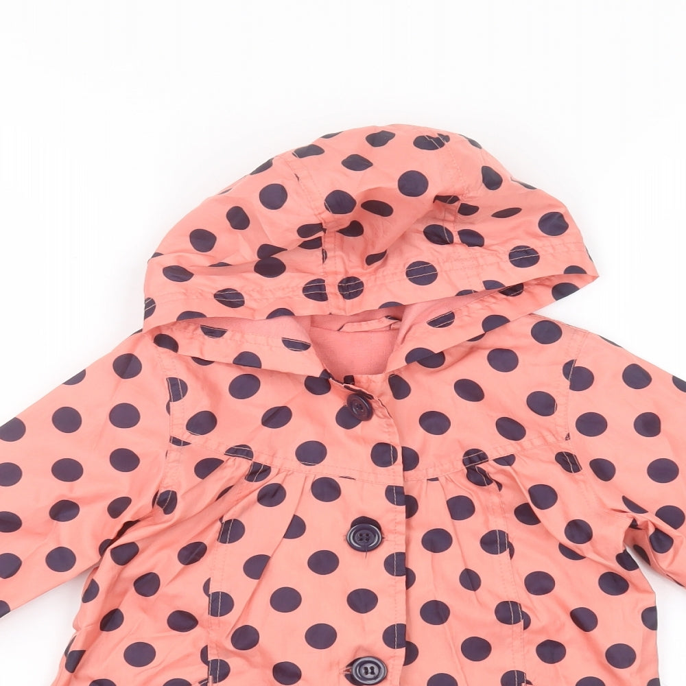 Mothercare Girls Pink Polka Dot  Parka Coat Size 2-3 Years