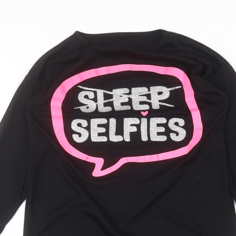 George Girls Black   Basic T-Shirt Size 10-11 Years