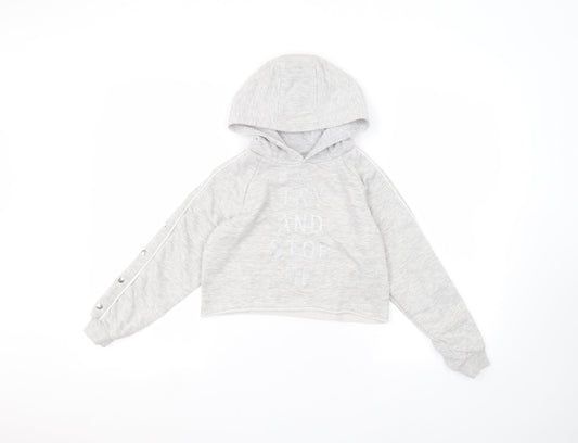 Additional front view of Active girls’ grey pullover hoodie, size 10-11, years