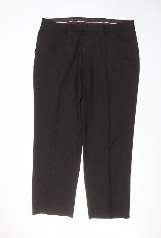 Womens UK Size 42 in Debinhams Regular Fit Dress Pants Brown Trousers