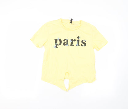 Womens UK Size XS H&M Yellow Basic T-Shirt