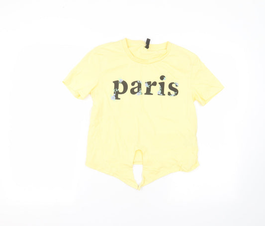 Womens UK Size XS H&M Yellow Basic T-Shirt