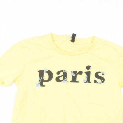 Womens UK Size XS H&M Yellow Basic T-Shirt