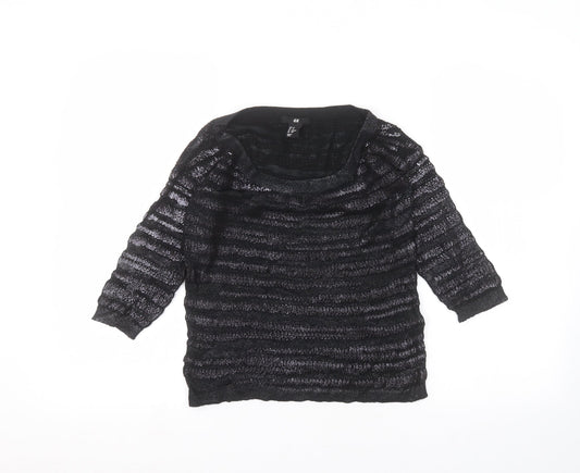 Womens UK Size XS H&M Black Basic T-Shirt