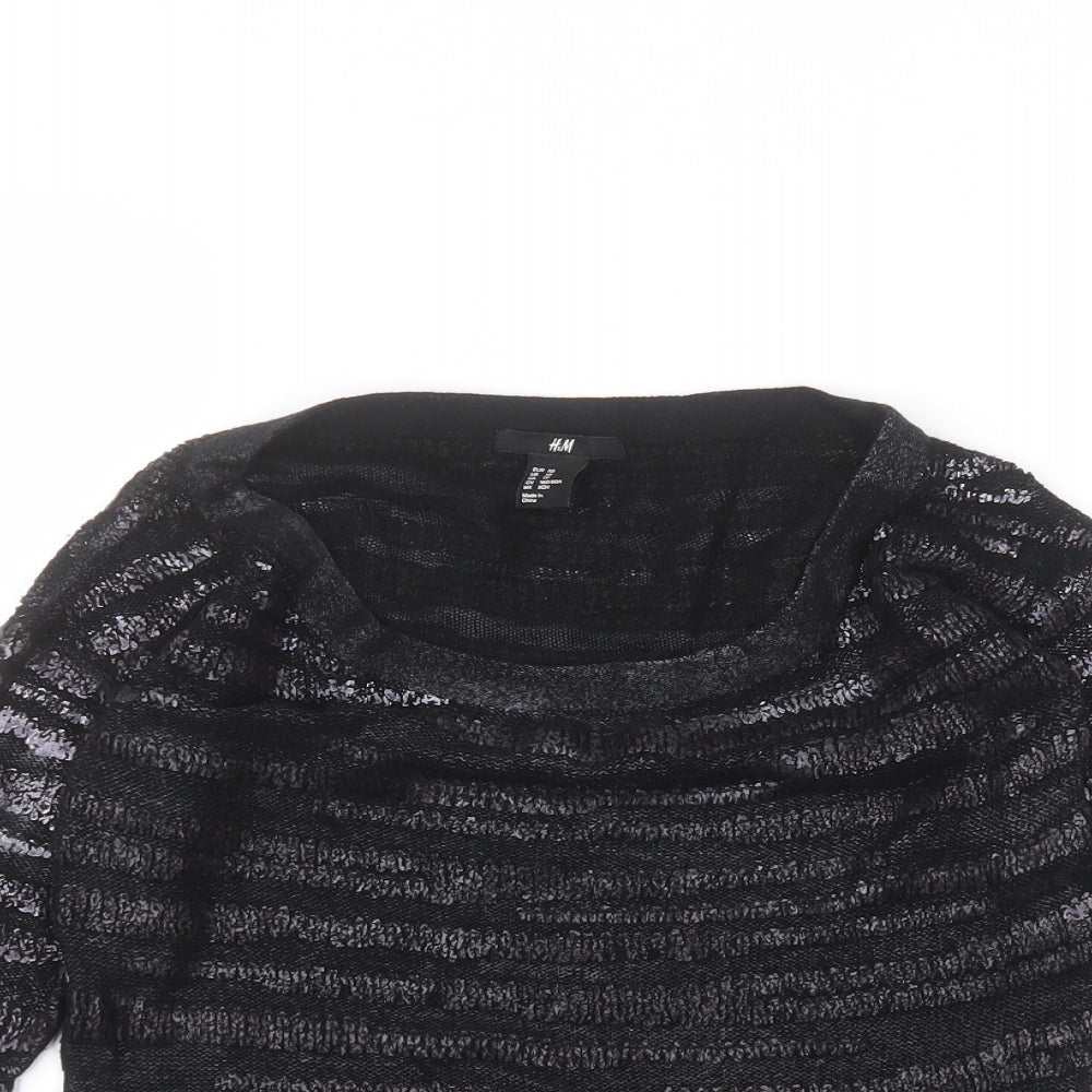 Womens UK Size XS H&M Black Basic T-Shirt
