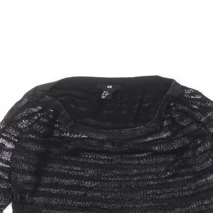 Womens UK Size XS H&M Black Basic T-Shirt