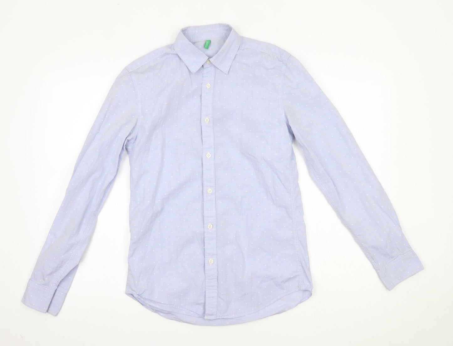 Mens UK Size One Size benetton Blue  Button-Up Long Sleeve Casual Shirt