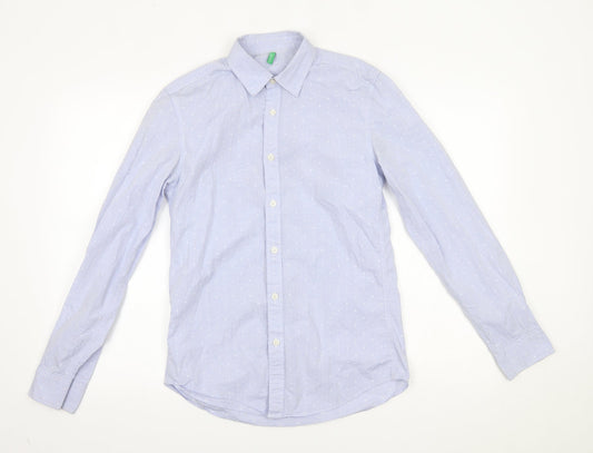 Mens UK Size One Size benetton Blue  Button-Up Long Sleeve Casual Shirt