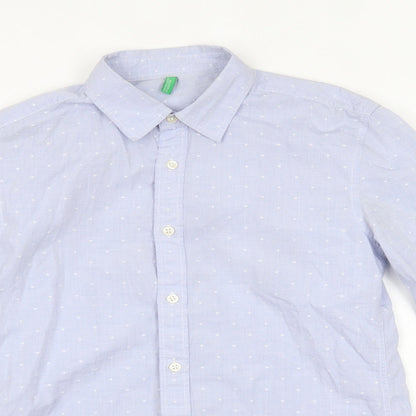 Mens UK Size One Size benetton Blue  Button-Up Long Sleeve Casual Shirt