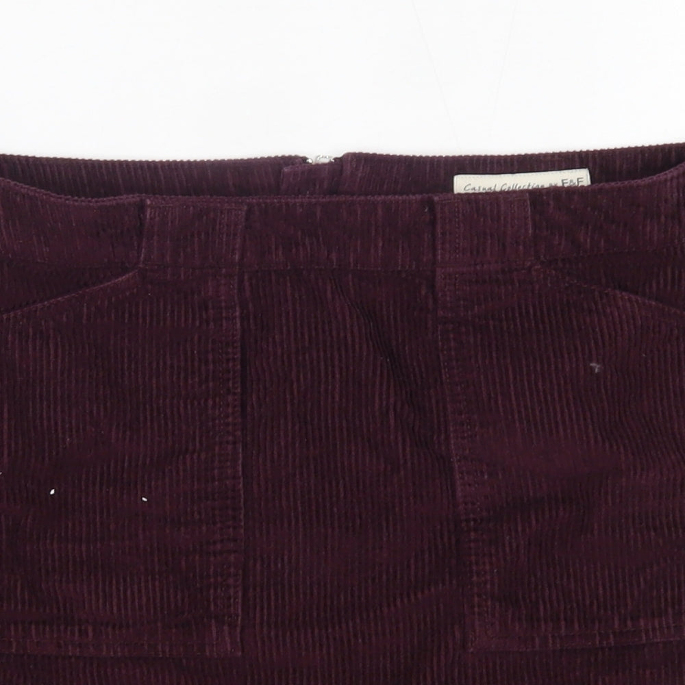 F&F Womens Red  Corduroy Straight & Pencil Skirt Size 6