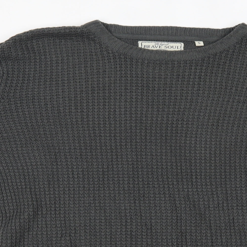 Brave Soul Mens Grey   Pullover Jumper Size S