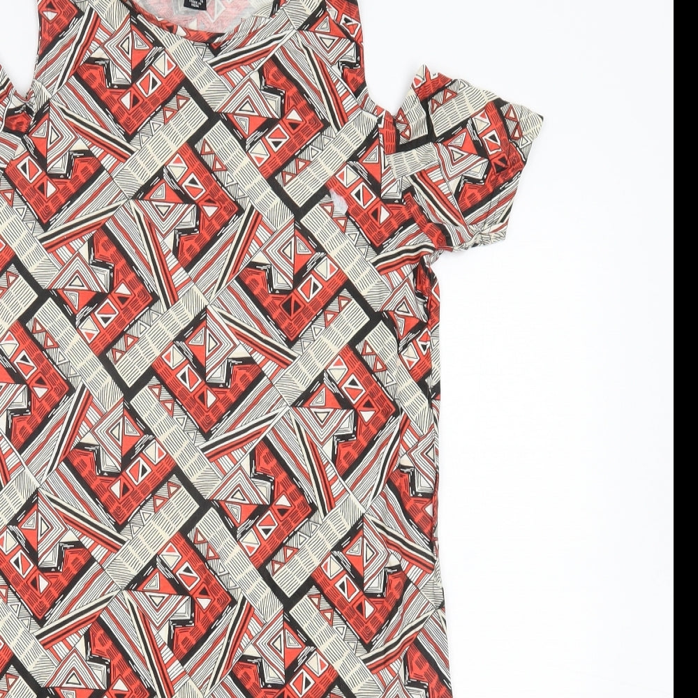 Atmosphere Womens Red Geometric  A-Line  Size 6