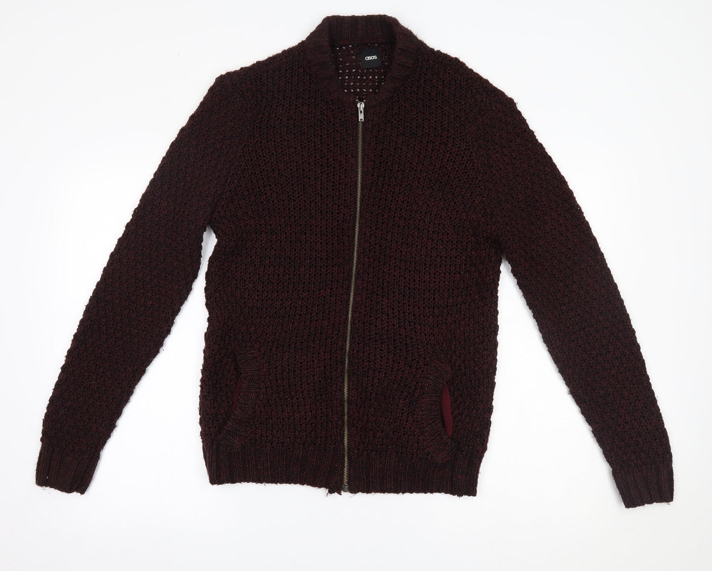 Mens UK Size M ASOS Red Full Zip Sweatshirt