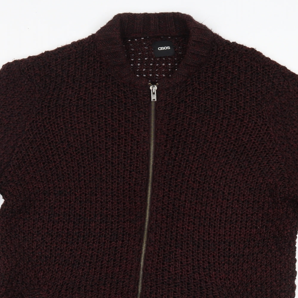 Mens UK Size M ASOS Red Full Zip Sweatshirt