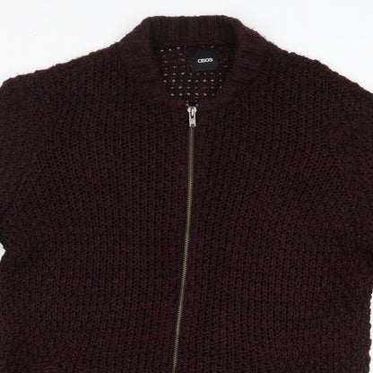 Mens UK Size M ASOS Red Full Zip Sweatshirt