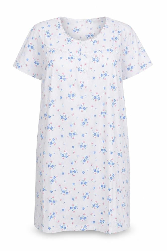 Front view of Vida Vi women’s white floral a-line, size UK 16