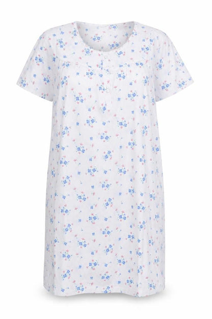 Front view of Vida Vi women’s white floral a-line, size UK 16