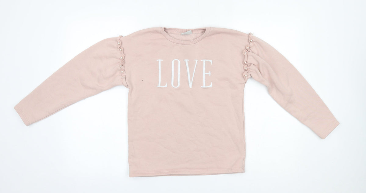 Additional front view of Matalan girls’ pink jumper, size 11, years