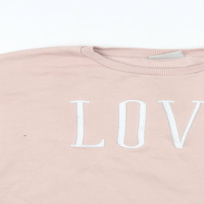 Close-up detail of Matalan girls’ pink jumper, size 11, years