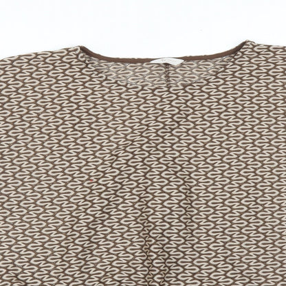 TU Womens Brown Geometric  Basic T-Shirt Size 12