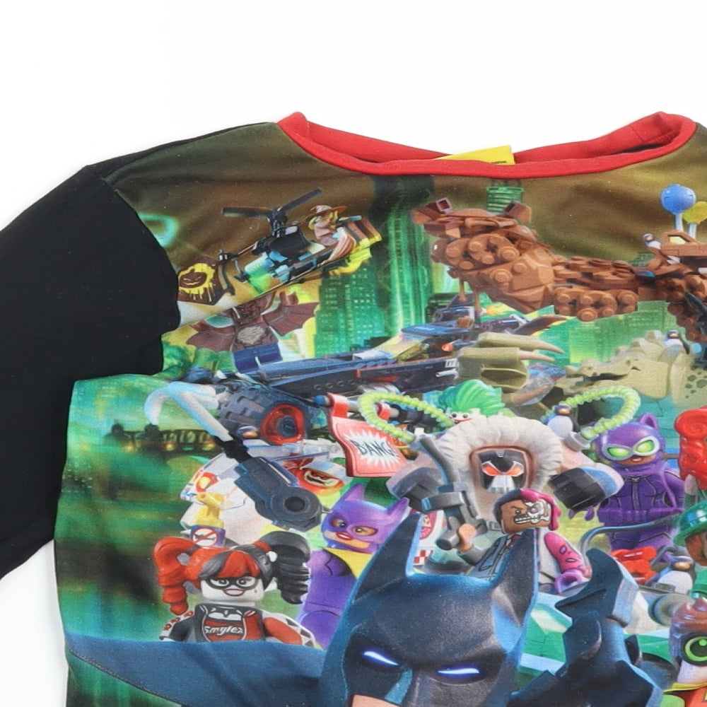 Close-up detail of George boys’ multicoloured basic t-shirt, size 7-8, years - lego batman