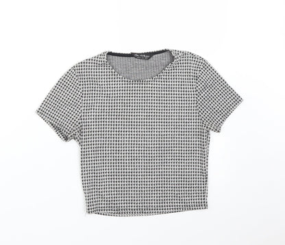 Womens UK Size 8 Miss Selfridge Multicoloured Cropped T-Shirt