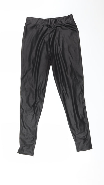 Womens UK Size L Preworn   Black Leggings
