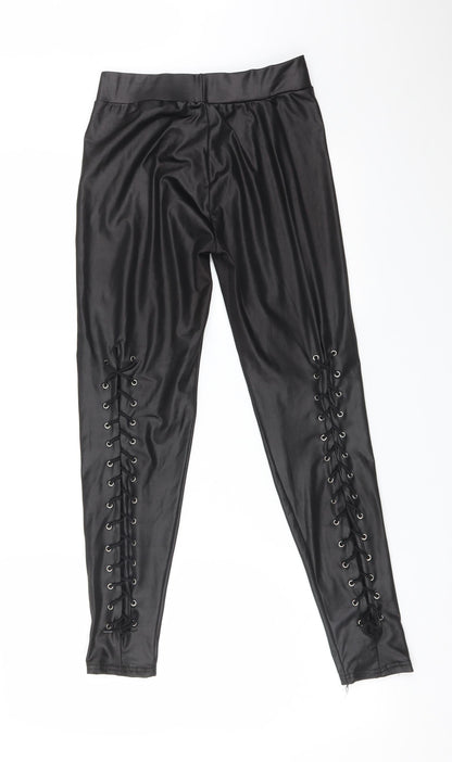 Womens UK Size L Preworn   Black Leggings