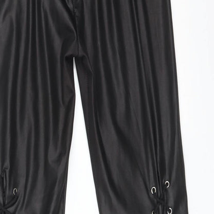 Womens UK Size L Preworn   Black Leggings