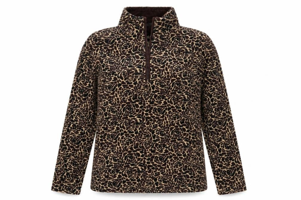 Front view of Dash women’s multicoloured animal print jumper, size UK 10
