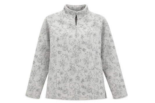 Front view of Dash women’s grey floral jumper, size UK 10