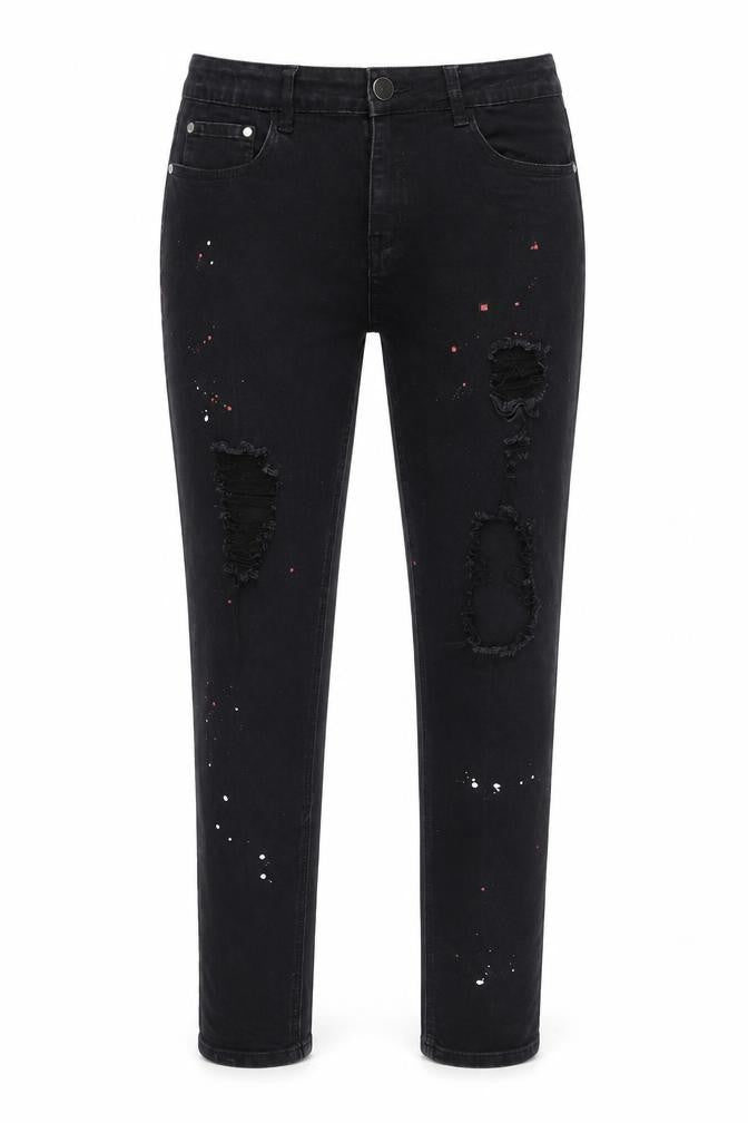 Front view of SHEIN women’s black skinny jeans, size UK 30, 28-inch leg
