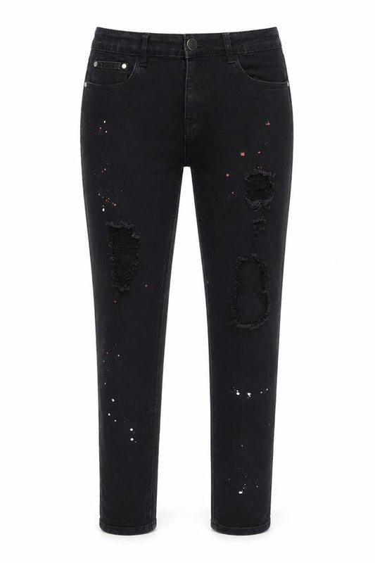 Front view of SHEIN women’s black skinny jeans, size UK 30, 28-inch leg