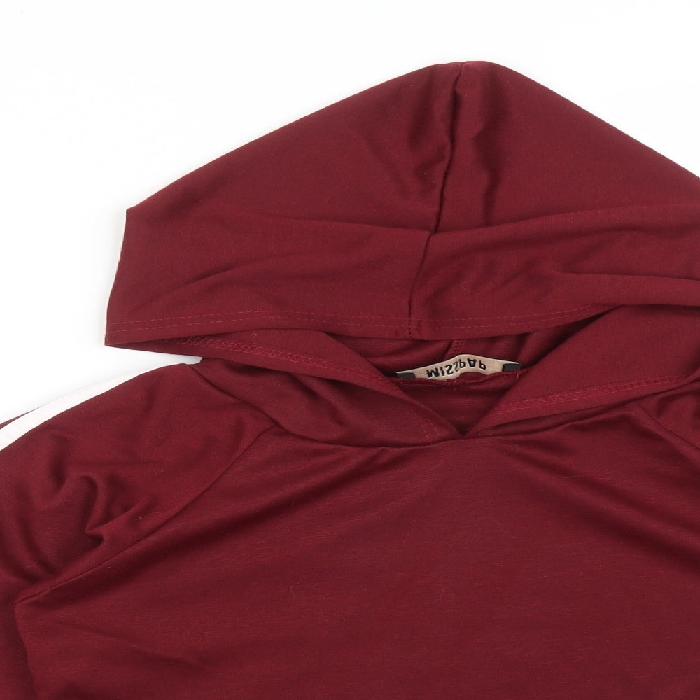 Close-up detail of Missguided women’s red pullover hoodie, size S
