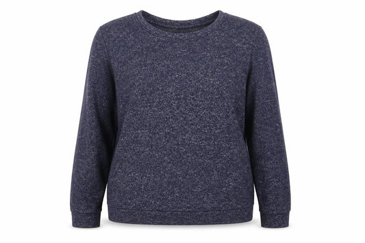 Front view of ASOS women’s blue pullover sweatshirt, size UK 12