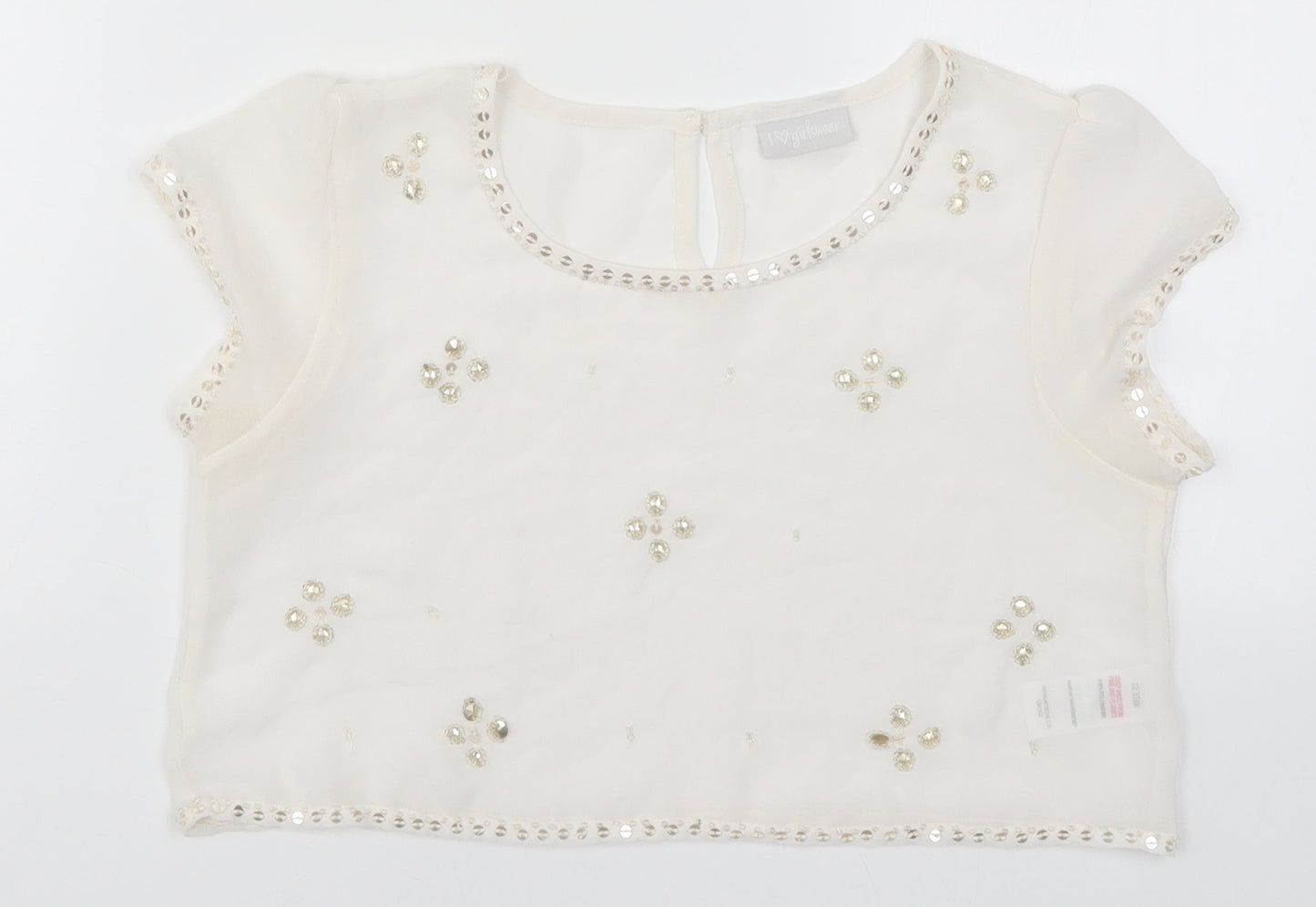 Matalan Girls White   Cropped T-Shirt Size 12 Years