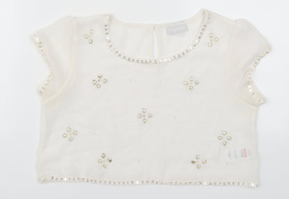 Matalan Girls White   Cropped T-Shirt Size 12 Years
