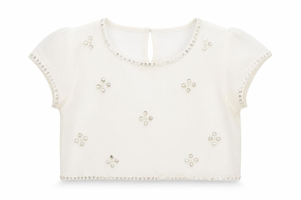 Front view of Matalan girls’ white cropped t-shirt, size 12, years