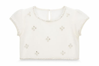 Front view of Matalan girls’ white cropped t-shirt, size 12, years