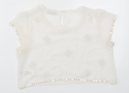 Matalan Girls White   Cropped T-Shirt Size 12 Years