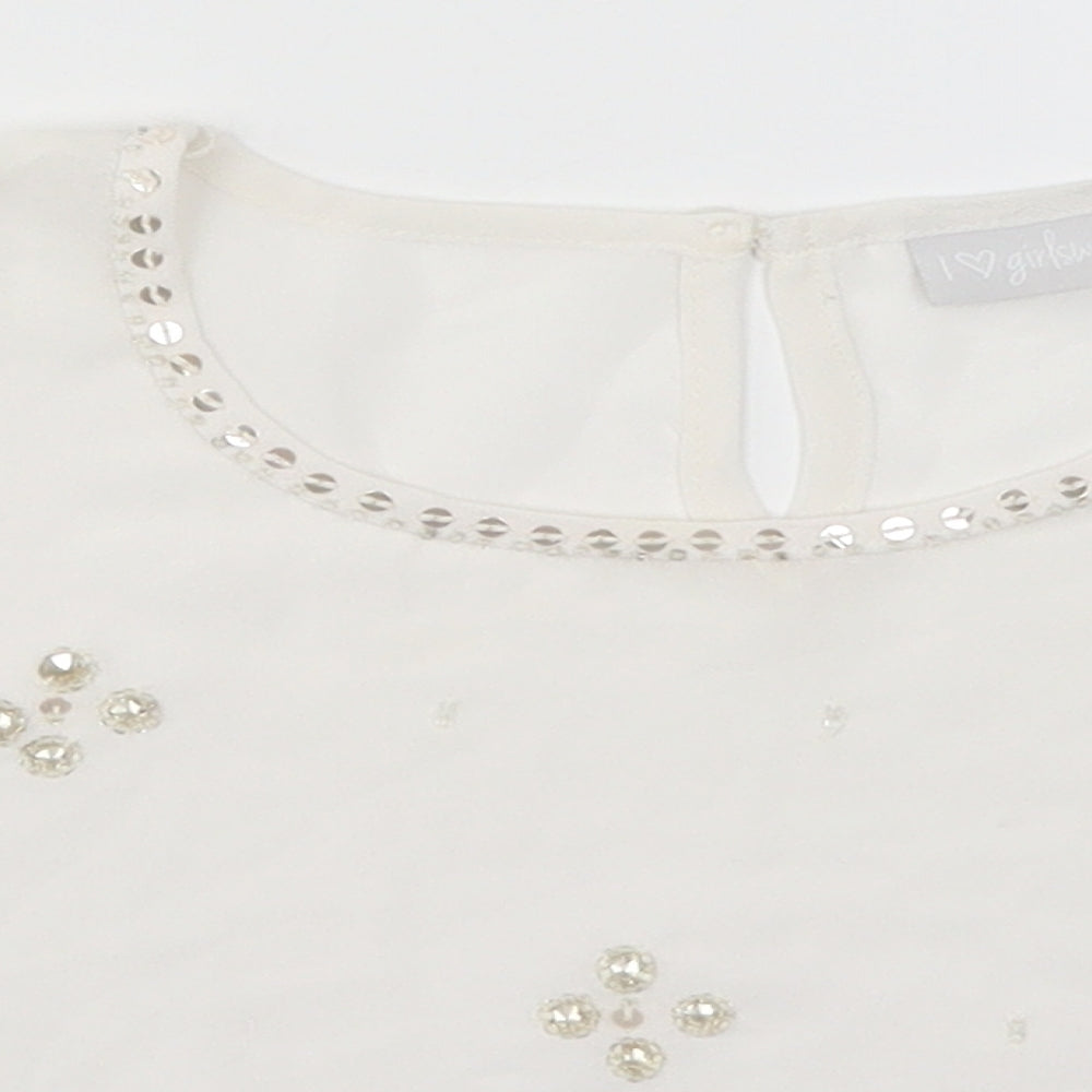 Matalan Girls White   Cropped T-Shirt Size 12 Years