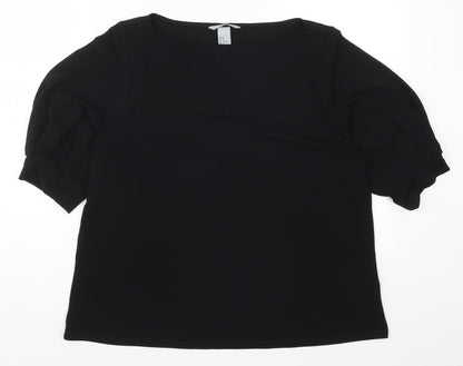 Womens UK Size M H&M Black Basic T-Shirt