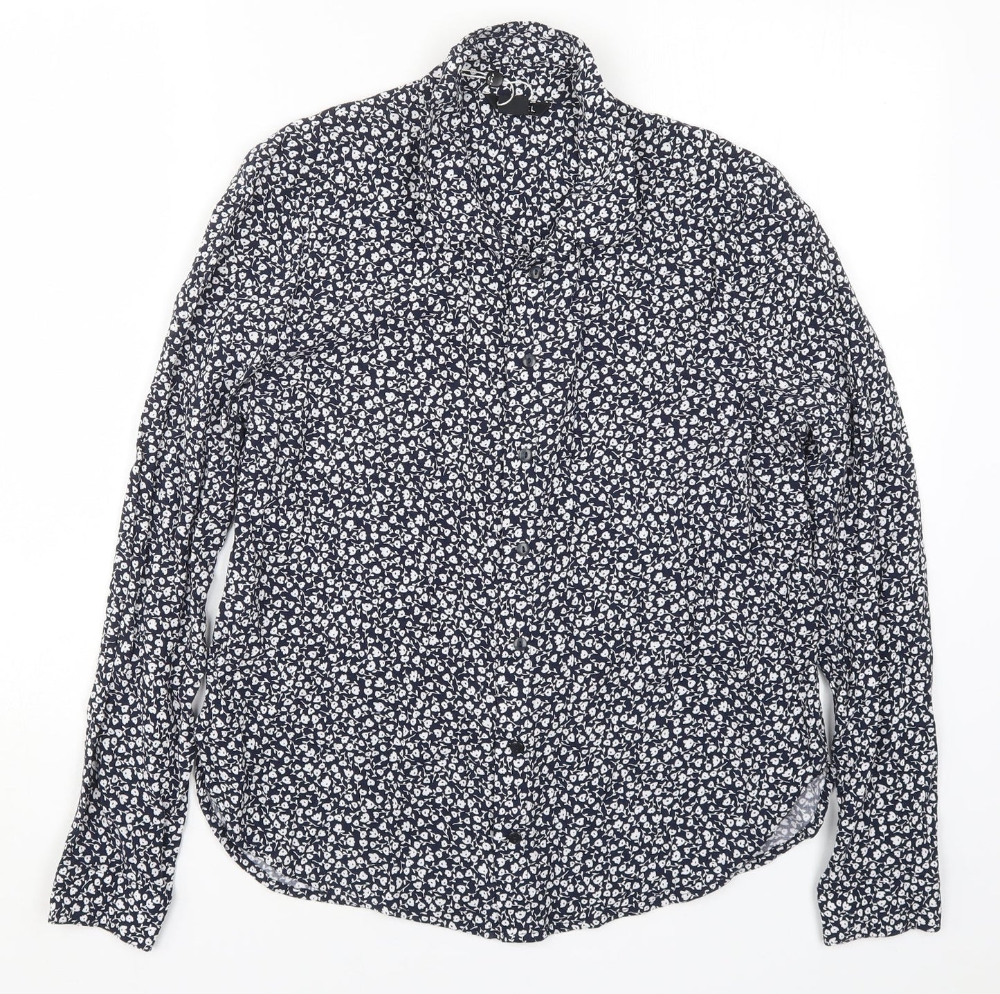 Monki Womens Blue Floral  Basic Button-Up Size S