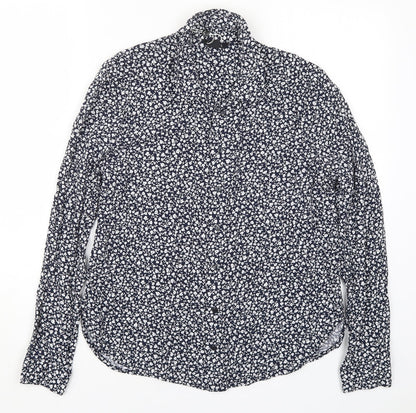 Monki Womens Blue Floral  Basic Button-Up Size S