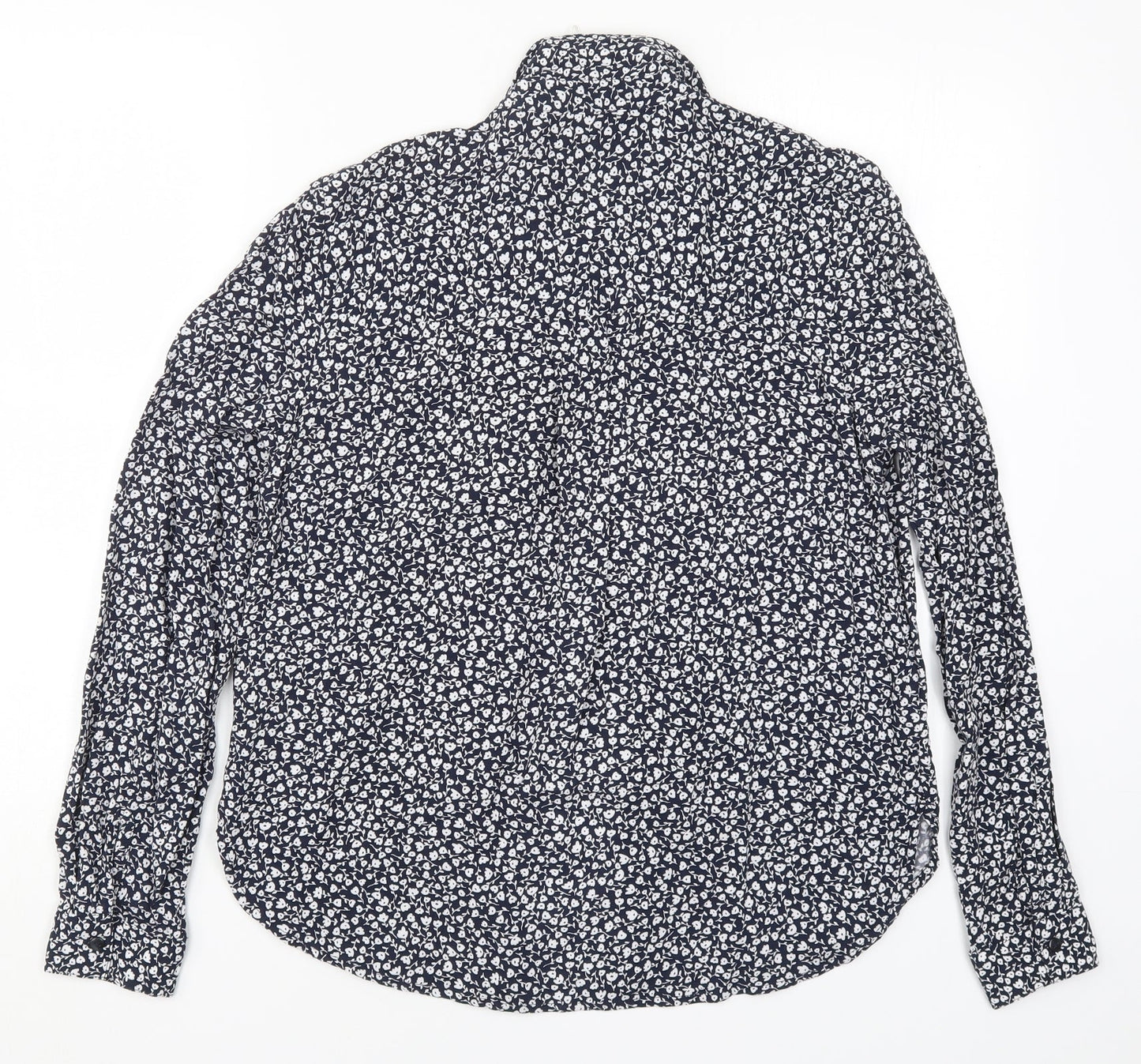 Monki Womens Blue Floral  Basic Button-Up Size S