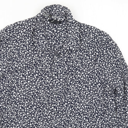Monki Womens Blue Floral  Basic Button-Up Size S