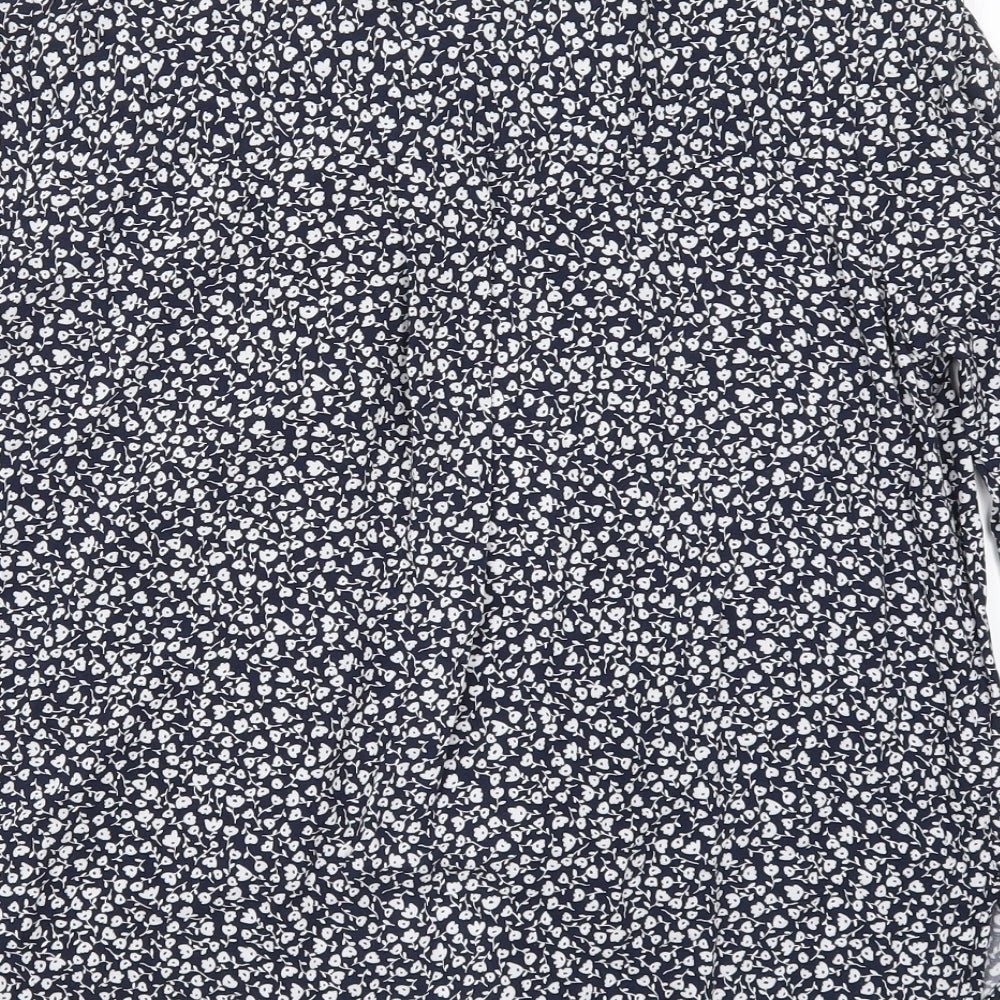 Monki Womens Blue Floral  Basic Button-Up Size S